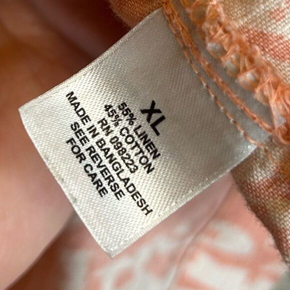 5 for $25🔥Magellan Coral Palm Tree Print Button Front Classic Fit Shirt XL - Picture 4 of 5